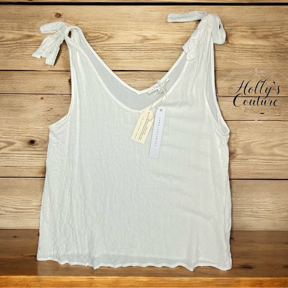 NWT Jane & Delancy white summer shoulder tie tank top wms sz medium